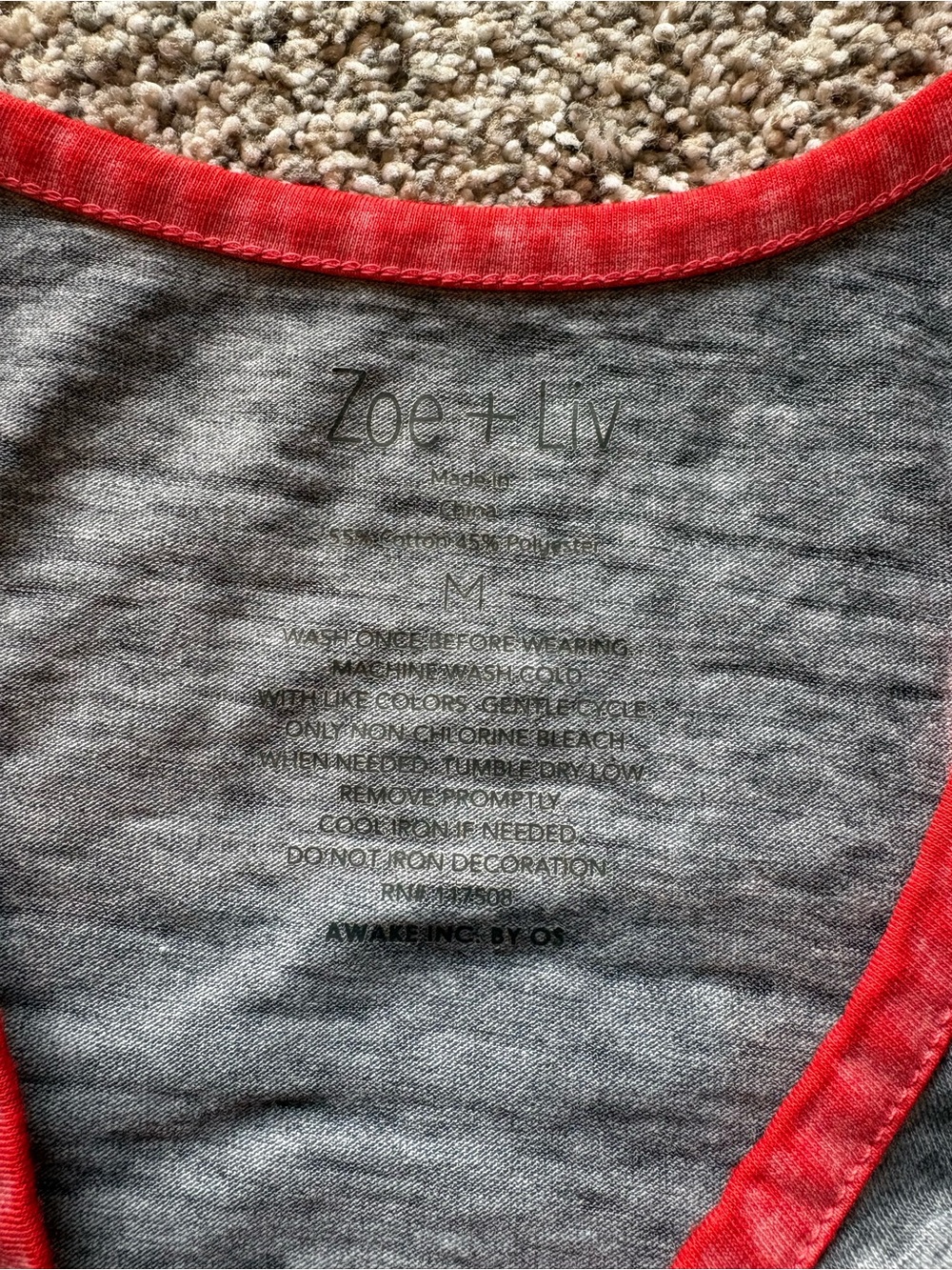 Zoe + Liv Gray Tank with Red Trim and Multicolor Lettering - Picture 2 of 3